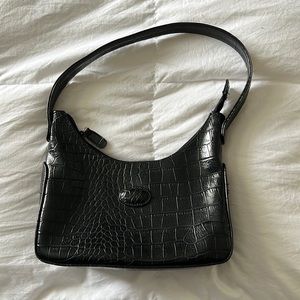 Vintage Y2K Black Croc Shoulder Bag